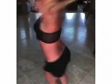 Britney Spears dancing in sexy black outfit
